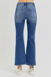 Hazel Blues® | RISEN Distressed High Rise Crop Flare Jeans