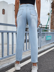 Hazel Blues® | Distressed Straight Jeans with Pockets