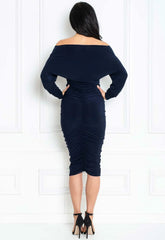 Honor Gold Navy Farrah Midi Dress