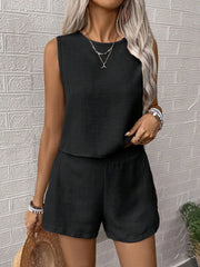 Hazel Blues® | Round Neck Sleeveless Top and Shorts Set