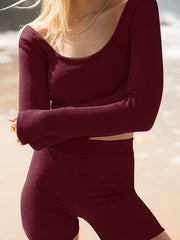 Hazel Blues® | Scoop Neck Long Sleeve Top and Shorts Set