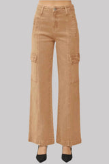 Hazel Blues® | RISEN High Rise Wide Leg Cargo Jeans