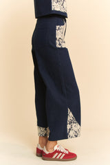 Hazel Blues® | Davi & Dani Lace Applique Wide Leg Jeans