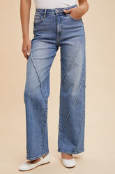 Hazel Blues® | Annie Wear Decorative Seams Wide Leg Jeans