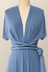 Blue Convertible Long Party Dress