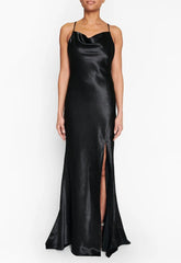 True Decadence Black Satin Slip Maxi Dress