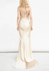 True Decadence Champagne Satin Slip Maxi Dress