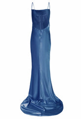 True Decadence Navy Satin Slip Maxi Dress