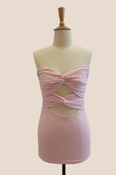 Double Twists Pink Fitted Mini Dress