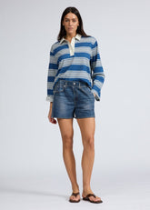 Miramar Terry Track Short in Carnation Stripe