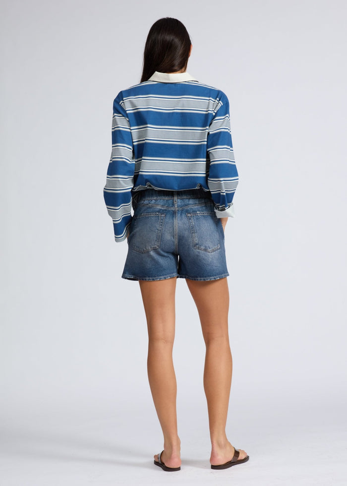 Miramar Terry Track Short in Carnation Stripe