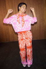 Red Bandana Wide Leg Trousers Petite