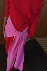 Red and Pink Afia Midi Dress
