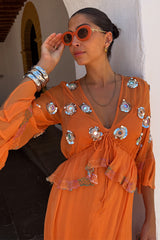 Apricot Embellished Ines Dress