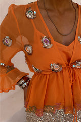 Apricot Embellished Top