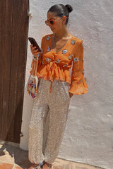 Apricot Embellished Top