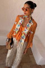 Apricot Embellished Top
