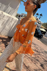 Apricot Embellished Top