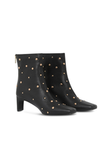 Black Leather Boots with Gold Studs