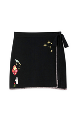 Black Night Garden Mini Wrap Skirt