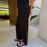 Black Studded Barrel Jeans