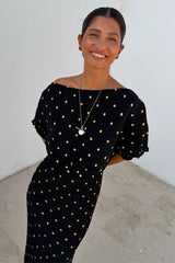 Black Tilly Dress with Gold Foil