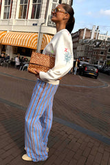 Blue Cotton Stripe Jogger