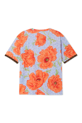 Blue Poppy Print Jersey Pyjamas