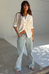 Scallop Detail Straight Leg Jeans