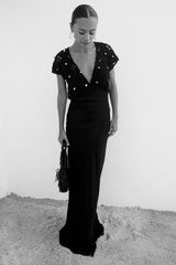 Black Crochet Shell Elodie Dress