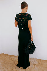 Black Crochet Shell Elodie Dress