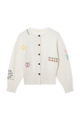 Cream Neon Embroidered Darcy Cardigan