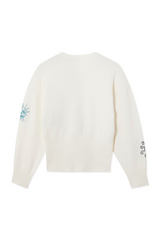 Cream Neon Embroidered Darcy Cardigan