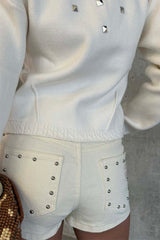 Ecru Studded Hot Pant
