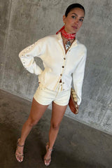 Ecru Studded Hot Pant