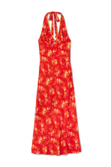 Red Floral Halter Dress