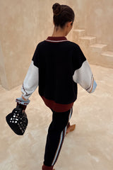 Geometric Knit Cardigan with Embroidery Detail
