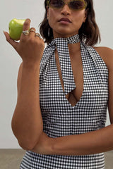 Gingham Halterneck Dress