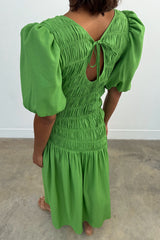 Green Shirred Nara Dress