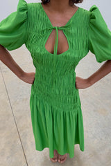 Green Shirred Nara Dress