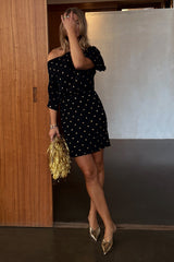 Black Plisse Mini Tilly Dress