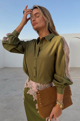 Olive & Pink Lace Marley Shirt