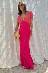 Pink and Red Crochet Elodie Dress