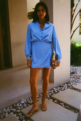 Blue Stripe Mini Miley Shirt Dress