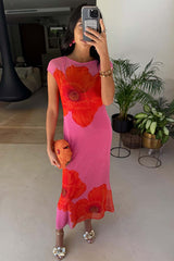 Pink Poppy Sleeveless Mesh Dress