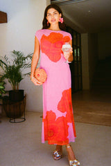 Pink Poppy Sleeveless Mesh Dress