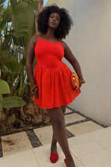 Red Broderie Mini Lola Dress