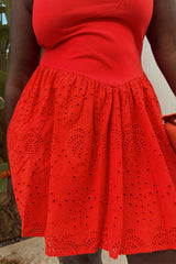 Red Broderie Mini Lola Dress
