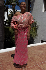 Pink and Red Jacquard Tilly Dress