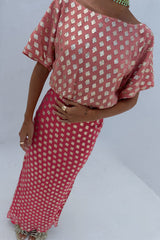 Pink and Red Jacquard Tilly Dress